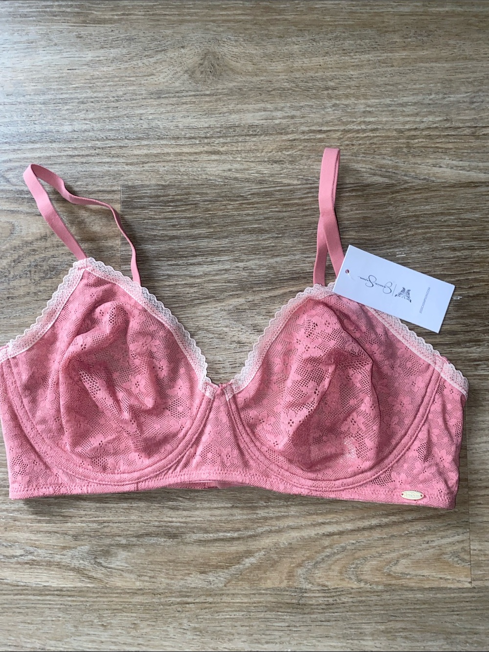 Jessica Simpson Pink Lace Unlined Bralette
